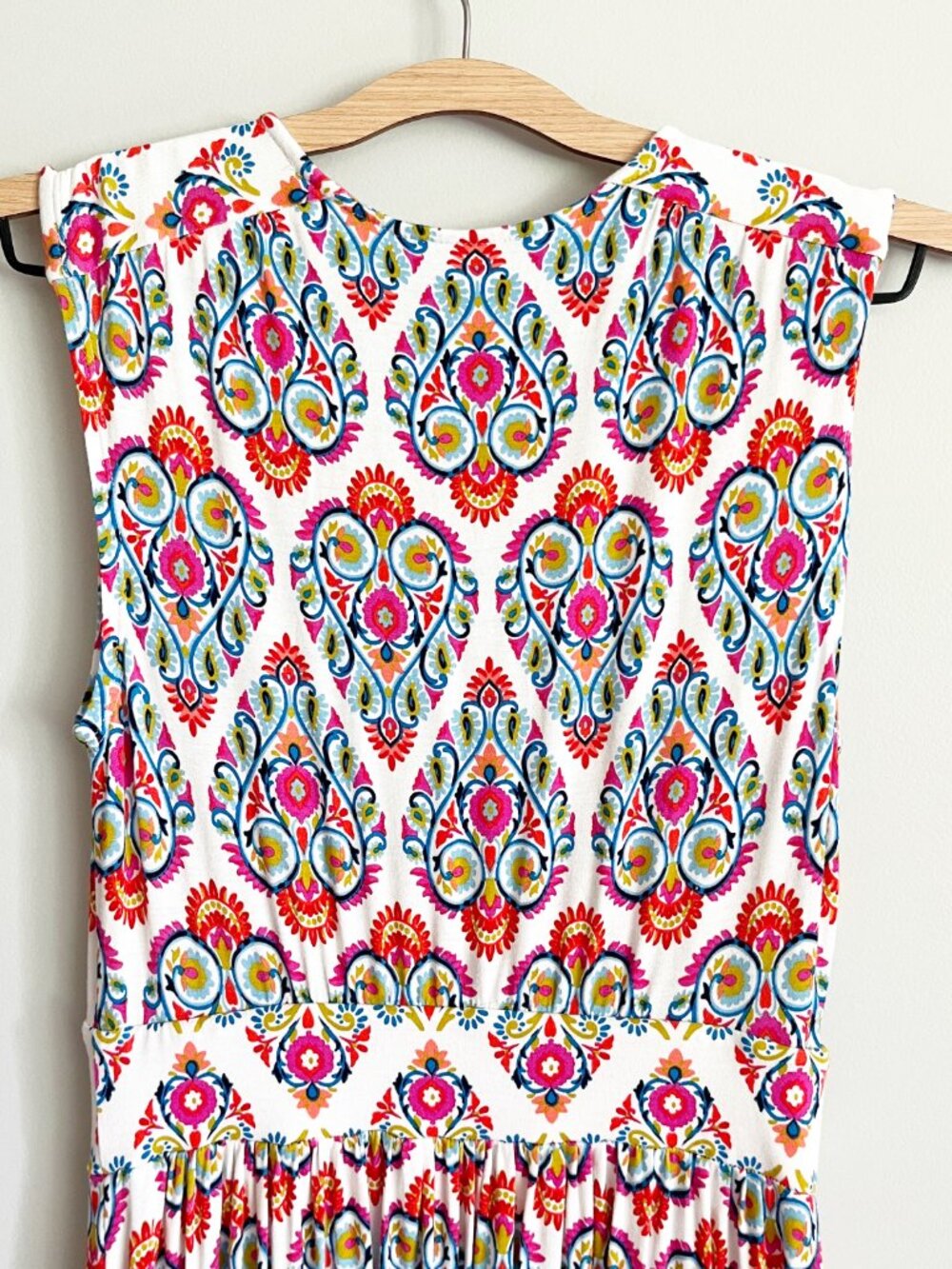 Boden Dress Size 2 Thea Tank Midi White Paisley Jersey Sleeveless Colorful Shift - Picture 7 of 11